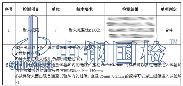 防火板檢測報告結(jié)果