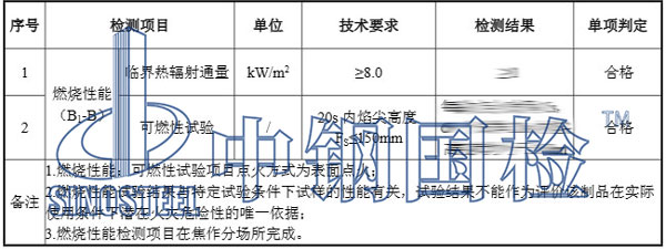 建筑材料防火檢測項目結(jié)果