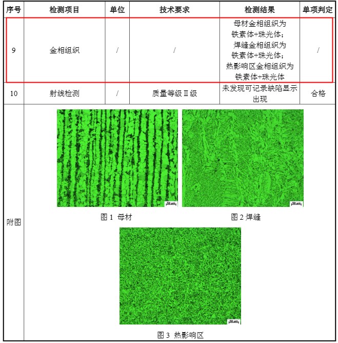 金相焊接檢驗(yàn)結(jié)果