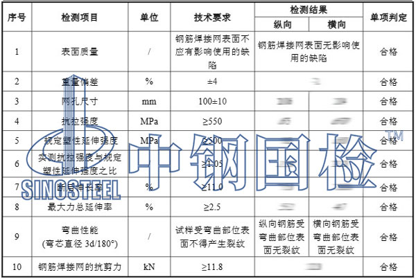 鋼筋焊接網(wǎng)檢測(cè)項(xiàng)目結(jié)果