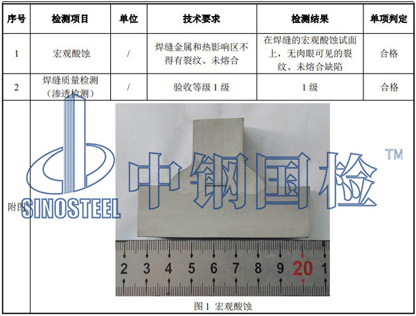 焊接無損檢測項目結(jié)果